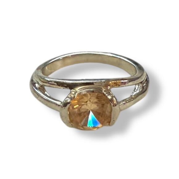Light Citrine Orange Decorative Silver Ring Size 5.5 NEW - Picture 6 of 6